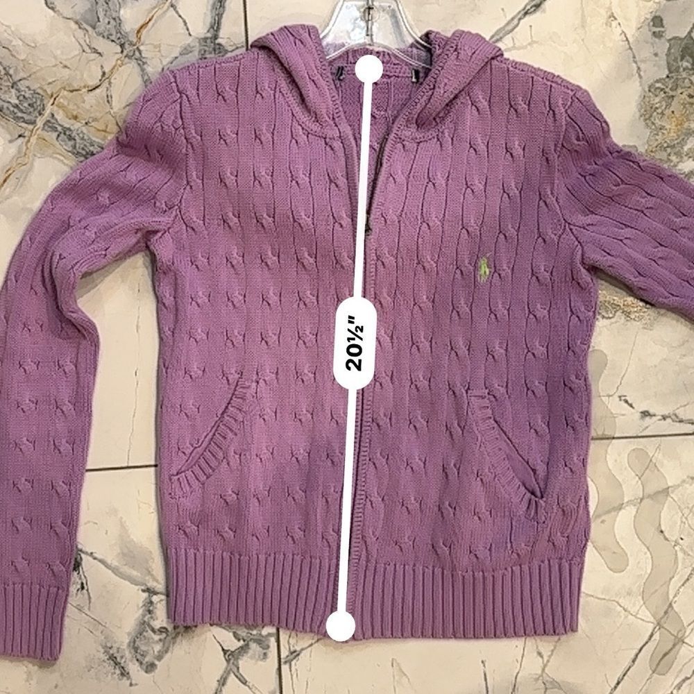 Ralph Lauren | XS | purple zip front hooded cable knit cardigan hoodie jacket - Picture 10 of 10